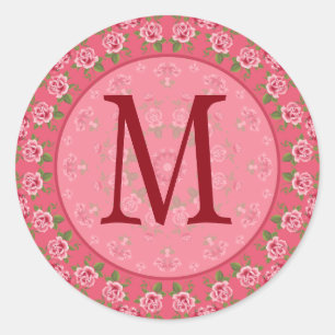 Sticker Monogramme vintage Rose Shabby