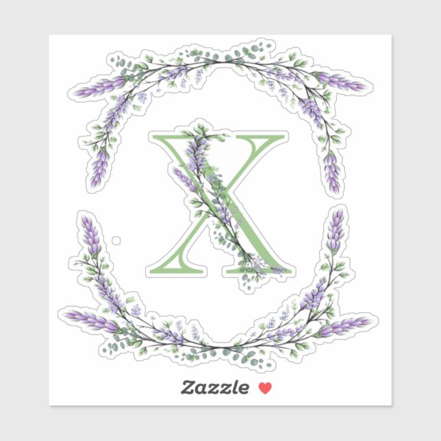 Sticker Monogramme X Lavande Eucalyptus (Feuille)