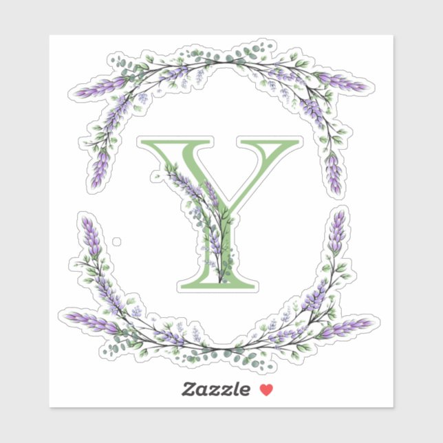 Sticker Monogramme Y Lavender Eucalyptus (Feuille)