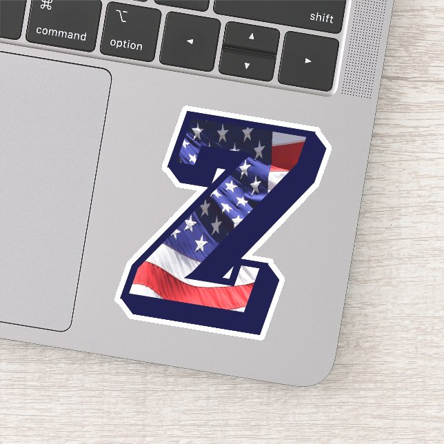 Sticker Monogramme Z Drapeau américain Z Initial USA (Détail)