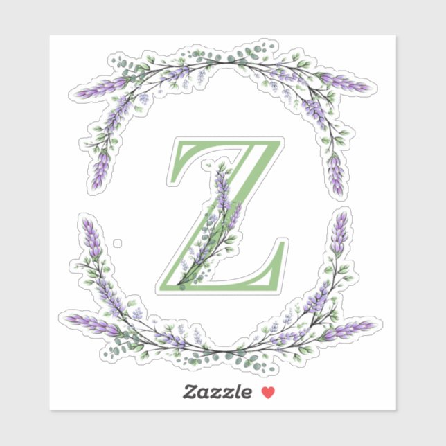 Sticker Monogramme Z Lavande Eucalyptus (Feuille)