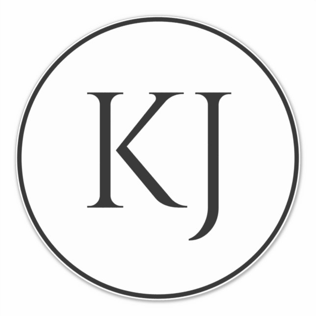 Sticker Monogrammes Couple Nom Lettres Initiales Noir Blan (Devant)