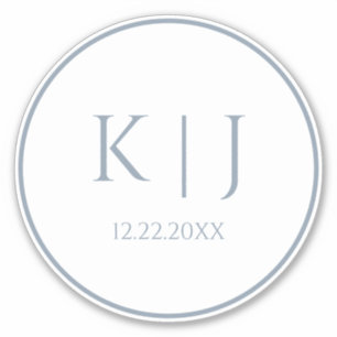 Sticker Monogrammes Dusty Blue Elegant minimaliste Mariage
