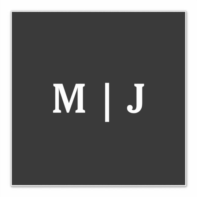 Sticker Monogrammes Nom Black White Minimal Simple Mariage (Devant)