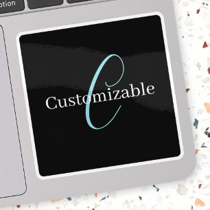 Sticker Monographie de script cursive modifiable noir bleu