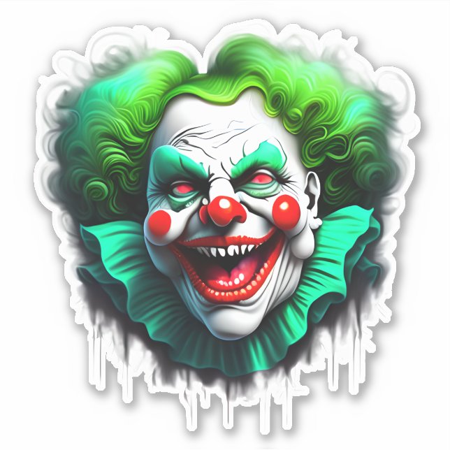 Sticker Monster Clown Green Graphic Cheveux dé-coupé (Devant)