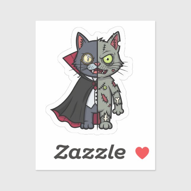 Sticker Monster Kitty Mashup - Demi-Vampire, Demi-Zombie (Feuille)