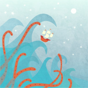 Sticker Monstre de mer de bateau à voile