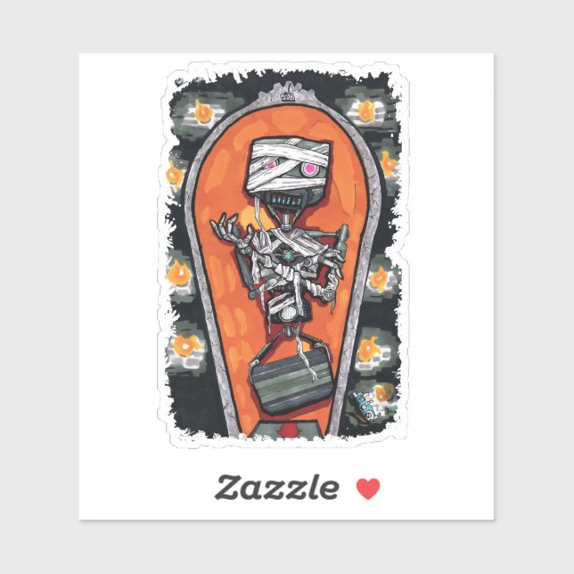 Sticker Monstre de momie robotique (Feuille)