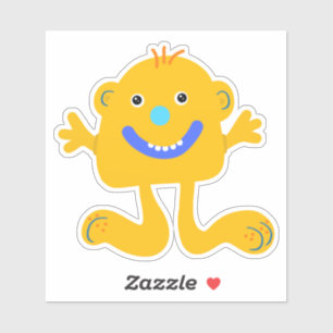 Sticker Monstre jaune blanc 4 x 4