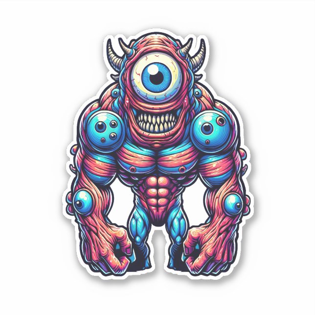 Sticker monstre Neon Cyclops (Devant)