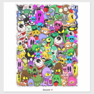 Sticker Monstres caractères mignons Motif d'Halloween