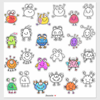Sticker Monstres mignons et jumeaux Outline