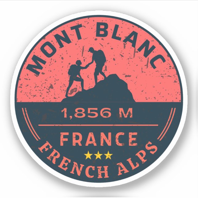 Sticker Mont Blanc randonnée aventure française - Monte Bi (Devant)
