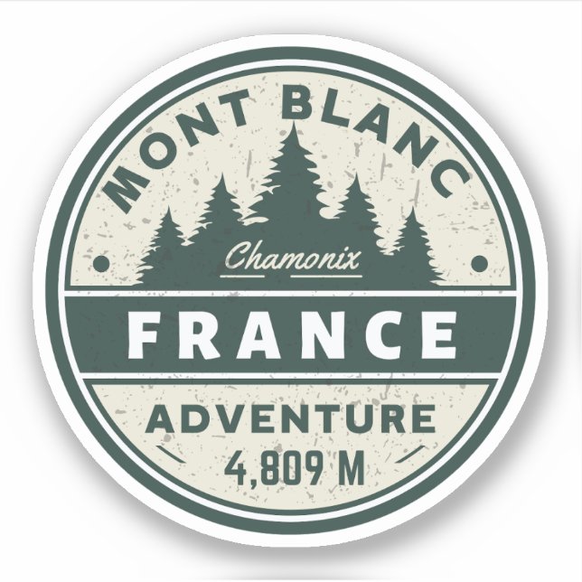 Sticker Mont Blanc randonnée aventure française - Monte Bi (Devant)