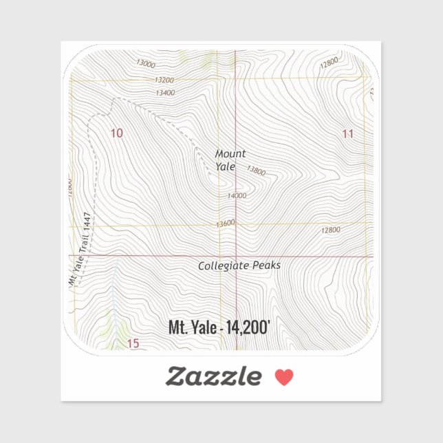 Sticker Mont Yale Colorado Fourteener (Feuille)