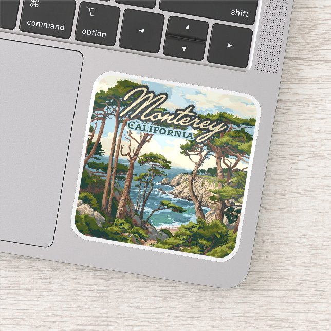 Sticker Monterey California Cypress Trees Ocean Coast (Détail)
