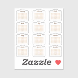 Sticker Monthly calendar Sheet