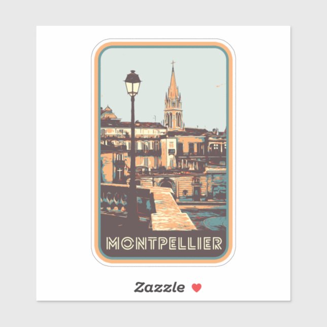 Sticker Montpellier ville France est ma ville natale fière (Feuille)