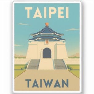 Sticker Monument rétro de Taipei Taiwan Vintage voyage