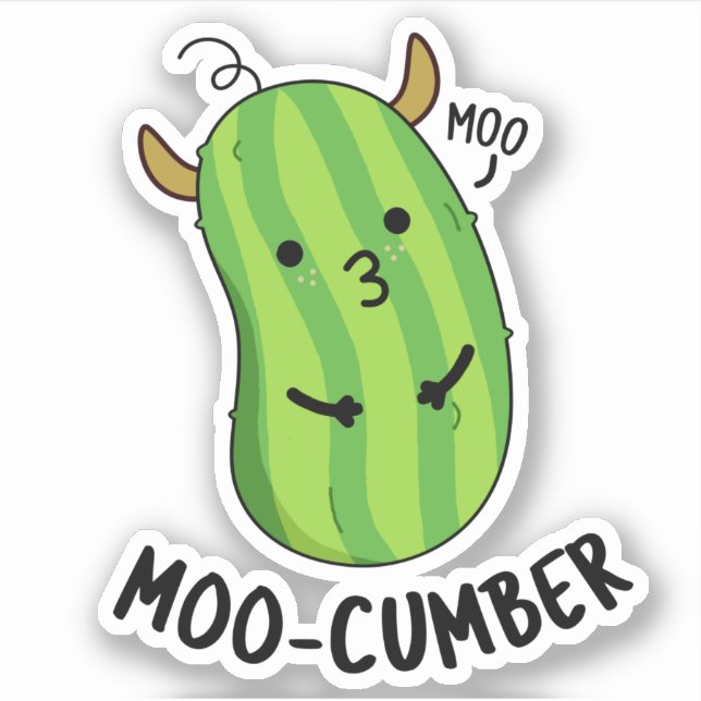 Sticker Moo-concombre Funny Veggie Cucumber Pun (Devant)
