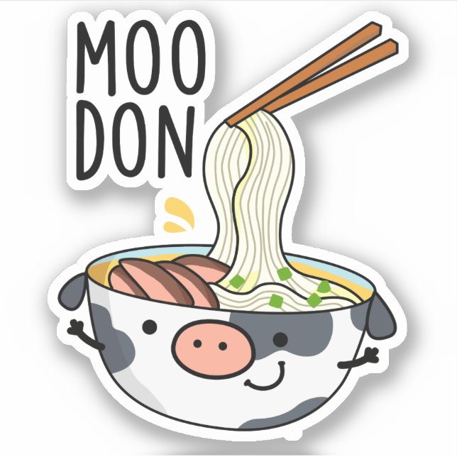 Sticker Moo-don Funny Udon Pun (Devant)