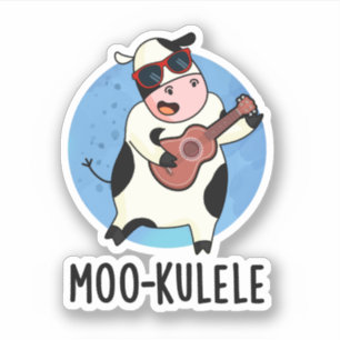 Sticker Moo-kulele Funny Ukulele Cow Pun