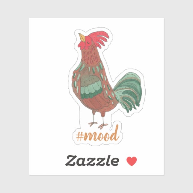 Sticker Moody Fun Rooster Illustration (Feuille)