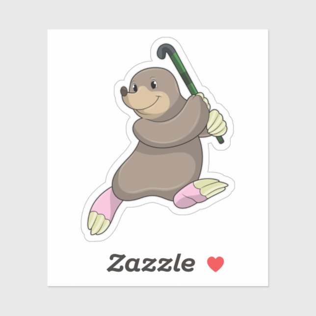 Sticker Moon au hockey avec chauve-souris de hockey (Feuille)