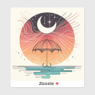 Sticker Moon Balancing Rainer in Boho Line Art