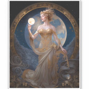 Sticker Moon Goddess Queen Imaginaire Art