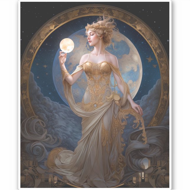 Sticker Moon Goddess Queen Imaginaire Art (Devant)