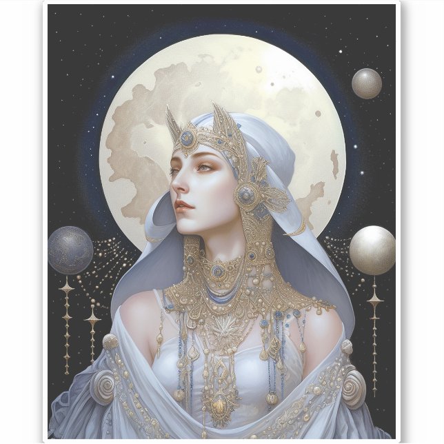 Sticker Moon Goddess Queen Imaginaire Art (Devant)