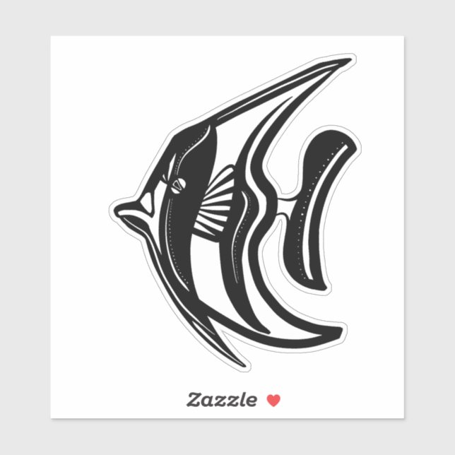Sticker Moorish idol (kihikihi) black and white  (Feuille)
