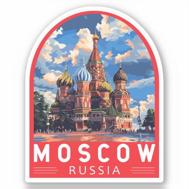 Sticker Moscou Russie Travel Art Vintage (Devant)