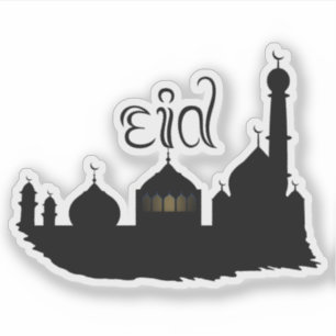 Sticker Mosquée de l'Aïd Moubarak avec typographie
