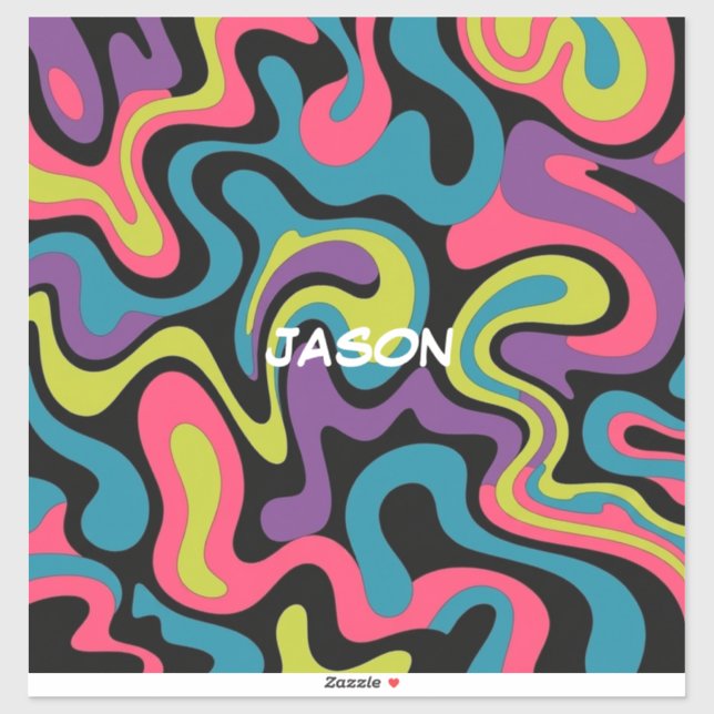 Sticker Motif Abstrait Néo Personnalisé — Design Rétro (Feuille)