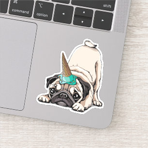 Sticker Motif aspirant de licorne des carlins   de chiot