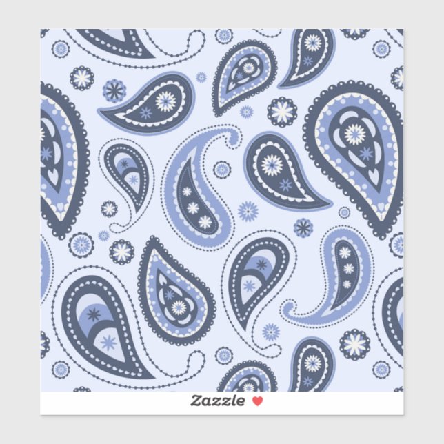 Sticker Motif Blue Paisley (Feuille)