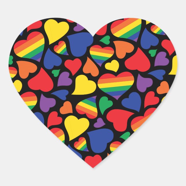 Sticker Motif Coeurs gay pride (Devant)