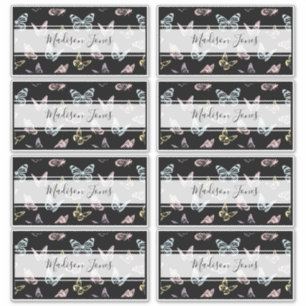 Sticker Motif de papillon noir mignon Nom de l'école Livre