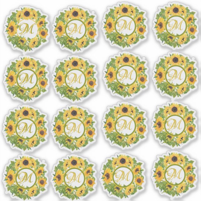 Sticker Motif décoratif de tournesols monogrammes (Devant)