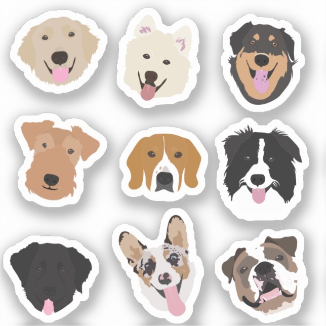 Sticker Motif d'illustration du visage de chien mignon (Recto)