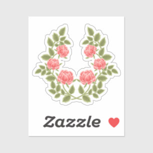 Sticker Motif floral de roses rose poussiéré vintage - Rom