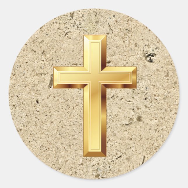 Sticker Motif Gold Christian Holy Cross Texture (Devant)