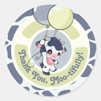 Sticker Motif Merci de vache bleu foncé