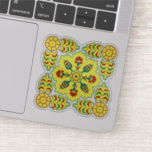 Sticker Motif oriental rouge jaune ottoman turc Tulip
