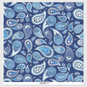 Sticker Motif Paisley - Bleu et argent