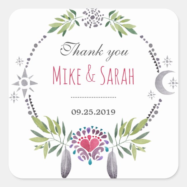 Sticker Motif tribal en plumes d'oiseaux (Devant)