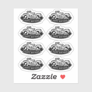 Sticker Motorcycle Biker joyeuse fête d'anniversaire scrap